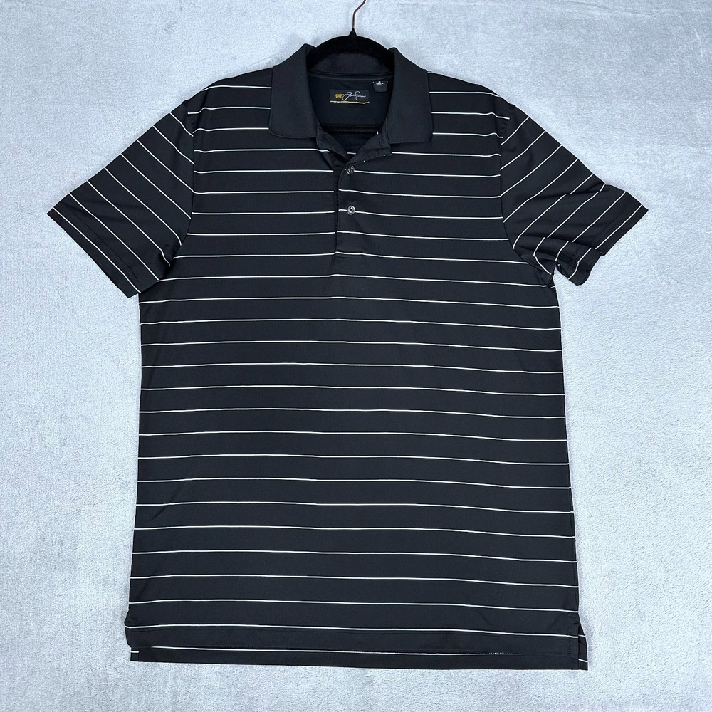 Jack Nicklaus Polo Men's Medium Black Golf Shirt Sport Golden Bear Collar Logo